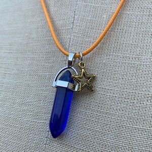 Handmade Cobalt Blue Resin Crystal Star Amulet Necklace